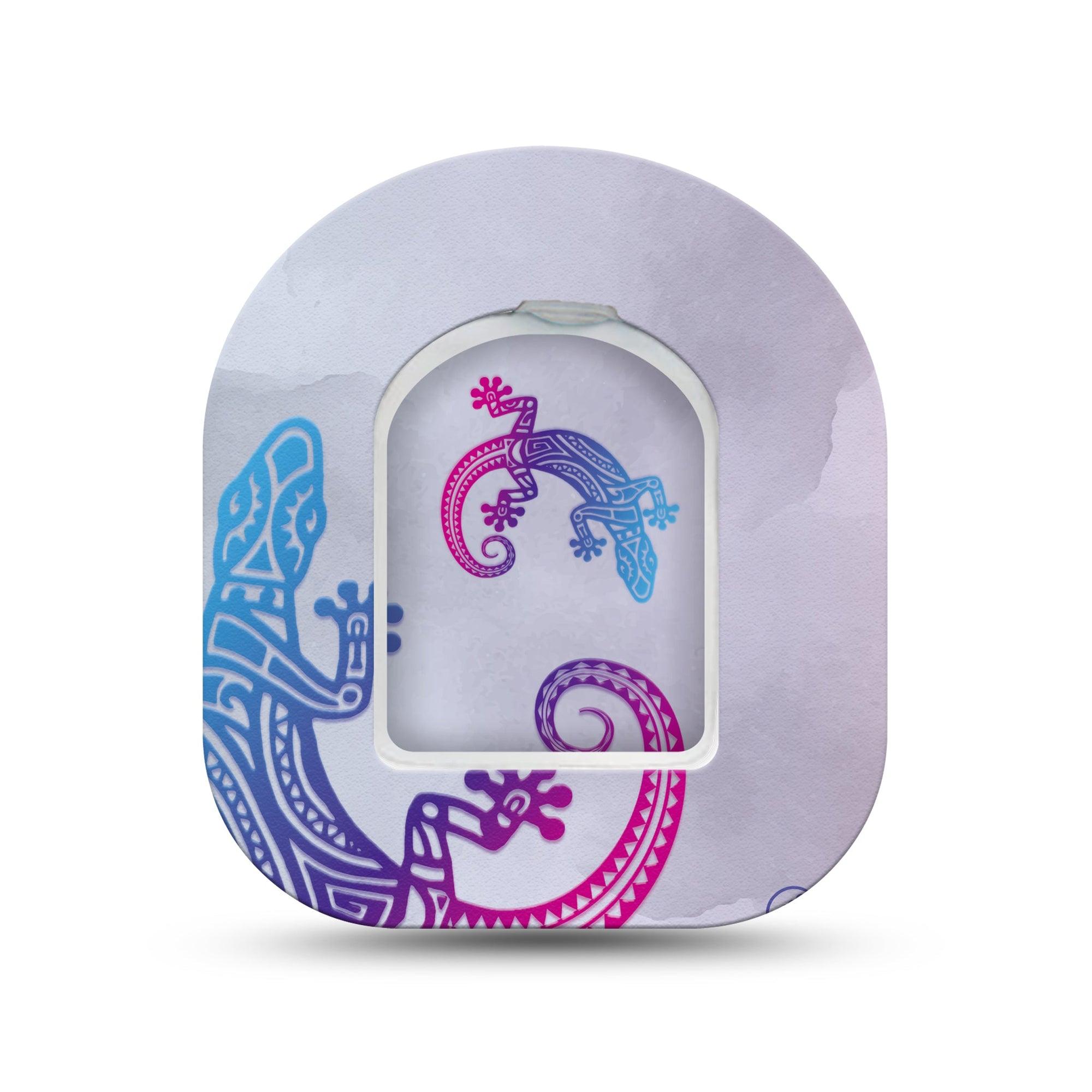 ExpressionMed Ombre Gecko Omnipod Surface Center Sticker and Mini Tape Totem Animal Inspired Vinyl Sticker and Tape Design Pump Design