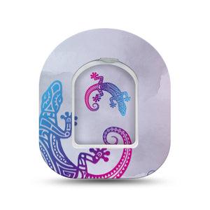 ExpressionMed Ombre Gecko Omnipod Surface Center Sticker and Mini Tape Totem Animal Inspired Vinyl Sticker and Tape Design Pump Design