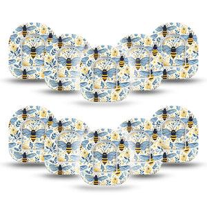 ExpressionMed Busy Bees Omnipod Mini, 10-Pack Tape + 10-Pack Sticker Pretty bees Overlay Patch For Pump