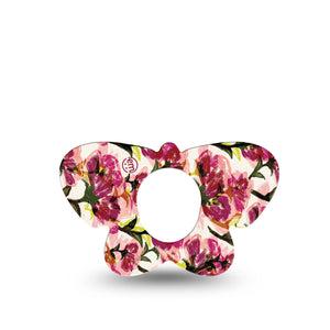 ExpressionMed Maroon Flowers Dexcom G7 Butterfly Shape Tape, Dexcom Stelo Glucose Biosensor System, Single Tape Wine Red Gossamer Florals, Adhesive Tape CGM Design