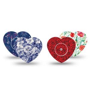 ExpressionMed Heritage Floral Freestyle Libre, Libre 2 Plus, and Abbott Lingo Heart, tape and sticker  classic botanical pattern Decorative Patch for CGM