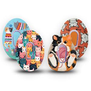 ExpressionMed Purrfectly Playful Variety Pack Dexcom G6 Sticker and Tape  Cartoon Cats, Vinyl Sticker and Tape Design CGM Design