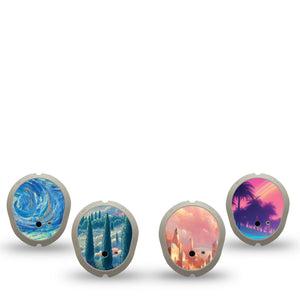 ExpressionMed Cosmic Daydreams Variety Pack Dexcom G7 Sticker, Dexcom Stelo Glucose Biosensor System, 4-Pack Sticker Variety Dreamy Scenery, Vinyl Decoration Continuous Glucose Monitor Design