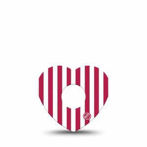 ExpressionMed Red Stripes Freestyle Libre 3 and Libre 3 Plus Heart, Single Tape USA Flag inspired Vinyl Decoration for CGM