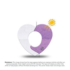 ExpressionMed Solar Violet Dexcom G7 Heart Shape Tape, Dexcom Stelo Glucose Biosensor System, Single Tape Sunlight-Responsive Color, Overlay Patch CGM Design