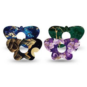 ExpressionMed Midnight Gold Freestyle Libre 3 and Libre 3 Plus Butterfly, 4-Pack Tape Royal gem tone mix Waterproof Plaster for CGM