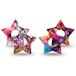 ExpressionMed Prism Ink Freestyle Libre 3 and Libre 3 Plus Star, 4-Pack Tape vibrant color pattern Decorative Adhesive Tape for Continuous Glucose Monitor