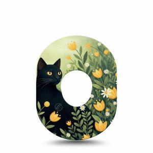 ExpressionMed Jungle Cat Dexcom G7 and Dexcom Stelo Glucose Biosensor System, Single Tape Black kitten meadow Fixing Ring Patch for CGM
