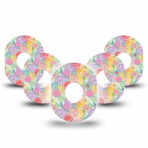 ExpressionMed Spring Flowers Dexcom G7 and Dexcom Stelo Glucose Biosensor System, 5-Pack Pastel florals Adhesive Patch for Continuous Glucose Monitor