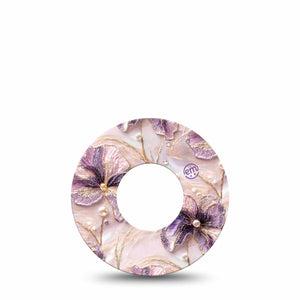 ExpressionMed Pink Pearls Freestyle Libre, Libre 2 Plus, and Abbott Lingo, Single Tape Sparkle glitter floral inspired Fixing Ring Patch for CGM