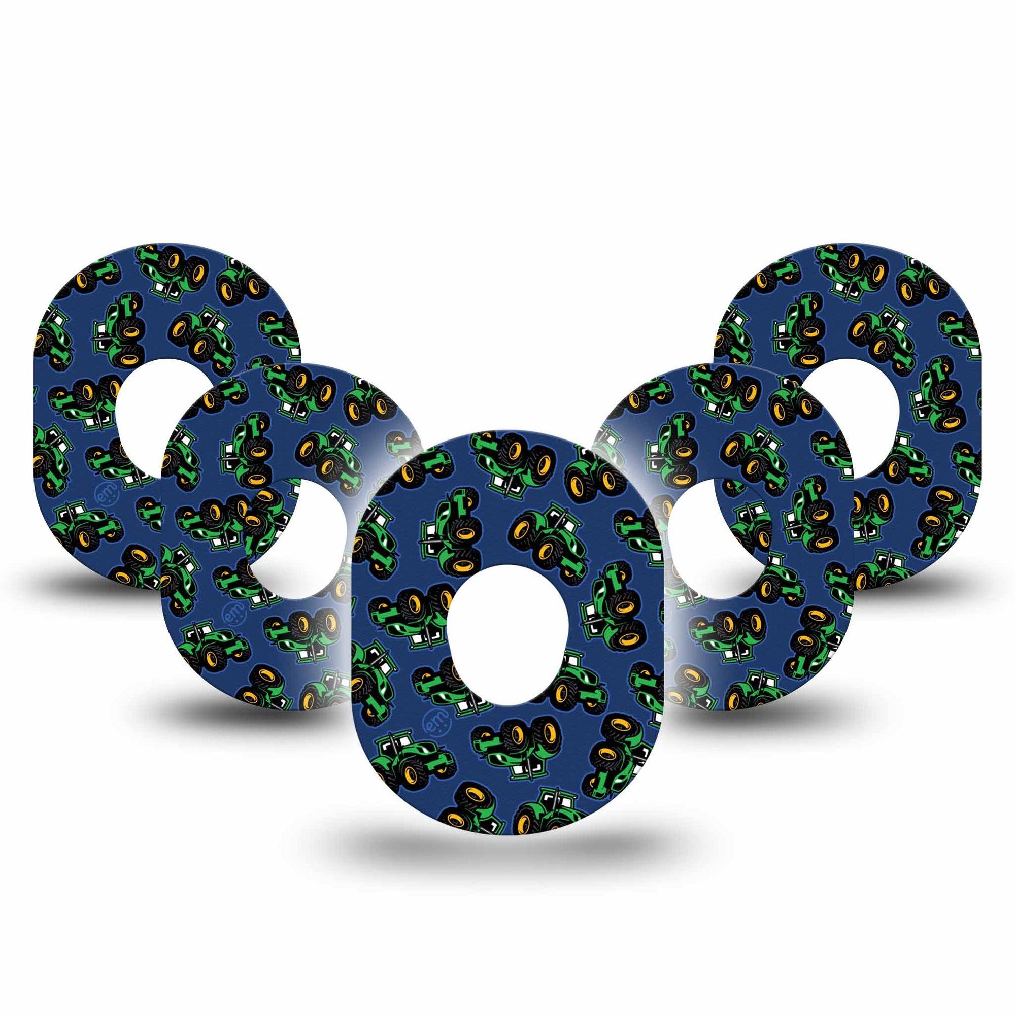 ExpressionMed Tractors Dexcom G7 Tape, Dexcom Stelo Glucose Biosensor System, 5-Pack Tape Tractor Truck, Overlay Tape CGM Design