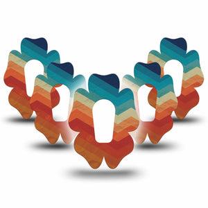 ExpressionMed Retro Winter Coat Dexcom G6 Flower Shape Tape, 5-Pack Tape 70s Coat Pattern, Adhesive Patch Continuous Glucose Monitor Design