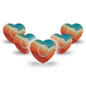 ExpressionMed Retro Winter Coat Dexcom G7 Heart Shape Tape, Dexcom Stelo Glucose Biosensor System, 5-Pack Tape and 5-Pack Sticker Rainbow Geometrics, Overlay Patch CGM Design