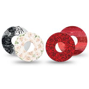 ExpressionMed Crimson Bloom Variety Pack Freestyle Libre 3 and Libre 3 Plus, 4-Pack Tape Red white roses Best Covers for CGM