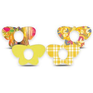 ExpressionMed Sunlit Yellow Dexcom G7 and Dexcom Stelo Glucose Biosensor System Butterfly, 4-Pack Tape yellow flower pattern Accessories for CGM