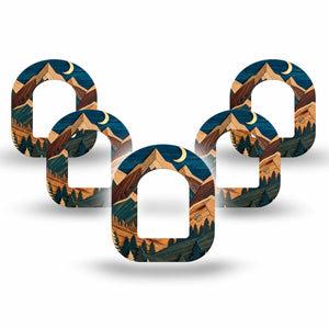 ExpressionMed Wood Mountains Omnipod Mini, 5-Pack earthy outdoor graphic Sensor Cover For Insulin Pump