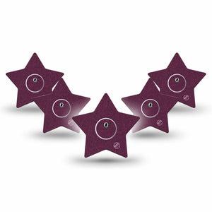 ExpressionMed Wine Red Freestyle Libre 3 and Libre 3 Plus Star Shape Tape, 5-Pack Tape and 5-Pack Sticker Solid Deep Red, Patch CGM Design