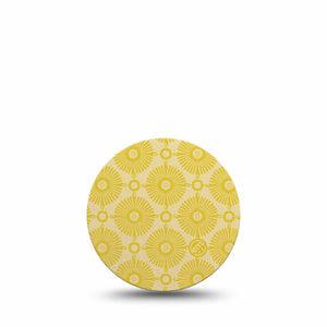 ExpressionMed Yellow Sundress Freestyle Libre 3 and Libre 3 Plus Overpatch, Single Tape Golden Ornamental Sunbursts, Adhesive Patch CGM Design