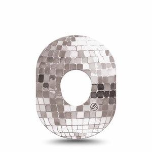 ExpressionMed Mirror Ball Dexcom G7 and Dexcom Stelo Glucose Biosensor System, Single Tape Light reflective inspired print Fixing Ring Patch for CGM