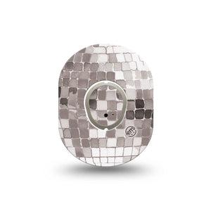 ExpressionMed Mirror Ball Dexcom G7 and Dexcom Stelo Glucose Biosensor System Mini, Single Tape and Single Sticker Silver gray ball Waterproof Sensor Cover for CGM