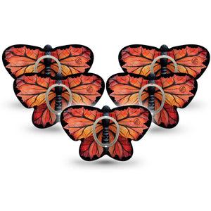 ExpressionMed Leaf Butterfly Dexcom G7 Butterfly Shape Tape, Dexcom Stelo Glucose Biosensor System, 5-Pack Tape and 5-Pack Sticker Dead Fall Leaf Pattern, Adhesive Tape CGM Design