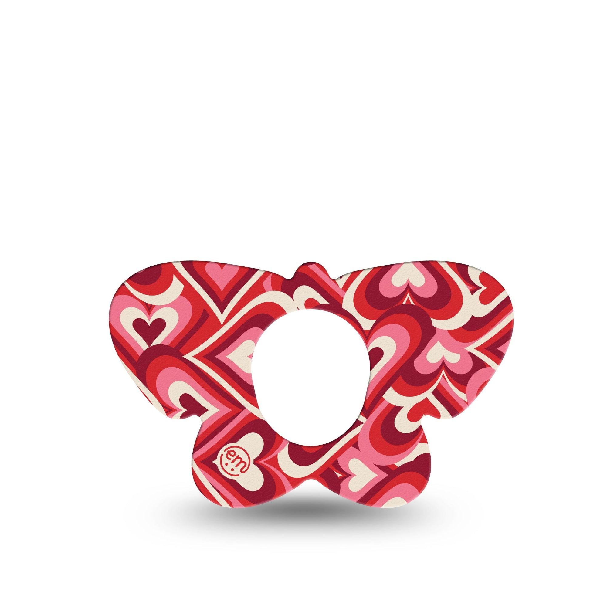 ExpressionMed Valentine Hearts Dexcom G7 Butterfly Shape Tape, Dexcom Stelo Glucose Biosensor System,  Single Tape Valentine's Day Hearts, Adhesive Tape CGM Design