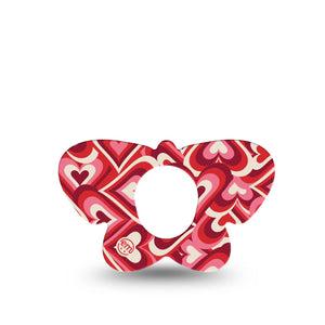 ExpressionMed Valentine Hearts Dexcom G7 Butterfly Shape Tape, Dexcom Stelo Glucose Biosensor System,  Single Tape Valentine's Day Hearts, Adhesive Tape CGM Design