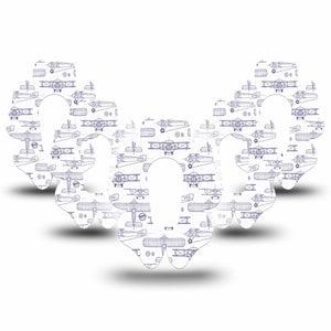 ExpressionMed Airplane Dexcom G6 Flower Shape Tape, 5-Pack Tape Glider Planes, Adhesive Patch Continuous Glucose Monitor Design