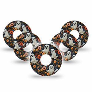 ExpressionMed Embroidered Ghost Freestyle Libre 3 and Libre 3 Plus Tape, 5-Pack Tape Threaded Embroidery Inspired, Adhesive Tape Continuous Glucose Monitor Design