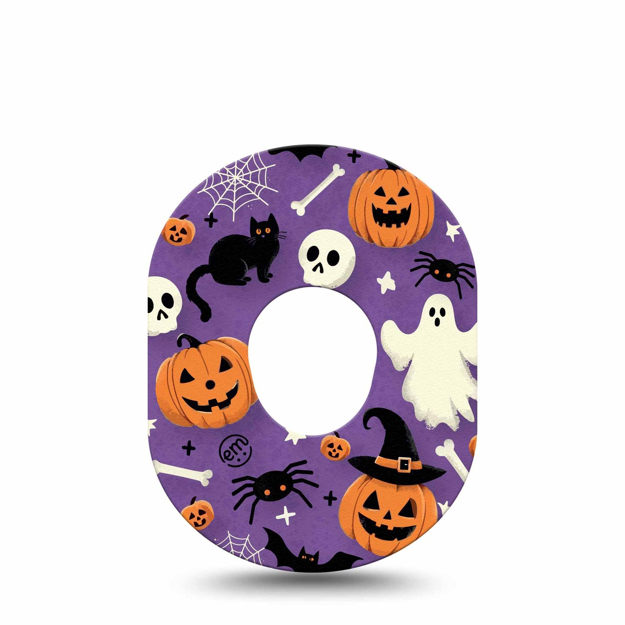 ExpressionMed Happy Halloween Dexcom G7 Tape, Dexcom Stelo Glucose Biosensor System,  Single Bones Ghosts Pumpkins Items Overlay Tape Continuous Glucose Monitor Design