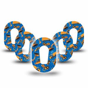 ExpressionMed Construction Trucks Dexcom G6 Mini Tape, 5-Pack Tape Cement Mixer Toys, Adhesive Tape CGM Design