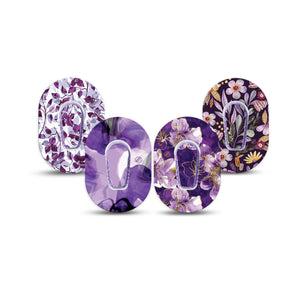 ExpressionMed Moody Plum Dexcom G6 Mini, tape and sticker  Elegant purple petals Waterproof Adhesive Tape for CGM