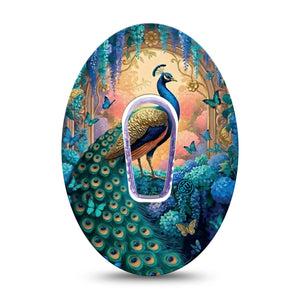 ExpressionMed Majestic Peacock Dexcom G6, Single Tape and Single Sticker tropical feather pattern Sensor Cover for Continuous Glucose Monitor