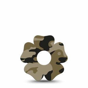 ExpressionMed Camo Freestyle Libre 3 and Libre 3 Plus Flower Shape Tape Single Tape Combat Gray Overlay Tape CGM Design