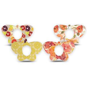 ExpressionMed Citrus Crush Dexcom G7 and Dexcom Stelo Glucose Biosensor System Butterfly, 4-Pack Tape citrus inspired design Accessories for CGM