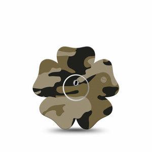 ExpressionMed Camo Freestyle Libre 3 and Libre 3 Plus Flower Shape Tape Single Tape and Single Sticker Gray Pattern Overlay Tape CGM Design