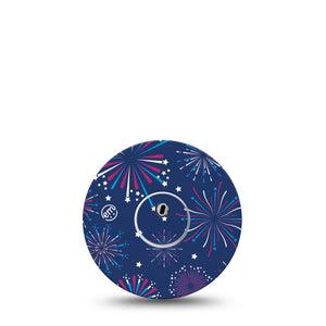 ExpressionMed Night Sky Celebration Freestyle Libre 3 Sticker and Tape Firework Lit Sky Inspired Vinyl Sticker and Tape Pairing CGM Design