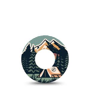 ExpressionMed Retro Camping Freestyle Libre Tape, Abbott Lingo, Single Mountain trees retro Fixing Ring Tape Continuous Glucose Monitor Design