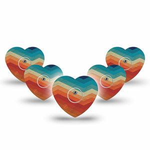 ExpressionMed Retro Winter Coat Freestyle Libre 3 and Libre 3 Plus Heart Shape Tape, 5-Pack Tape and 5-Pack Sticker Retro Inspired, Patch CGM Design