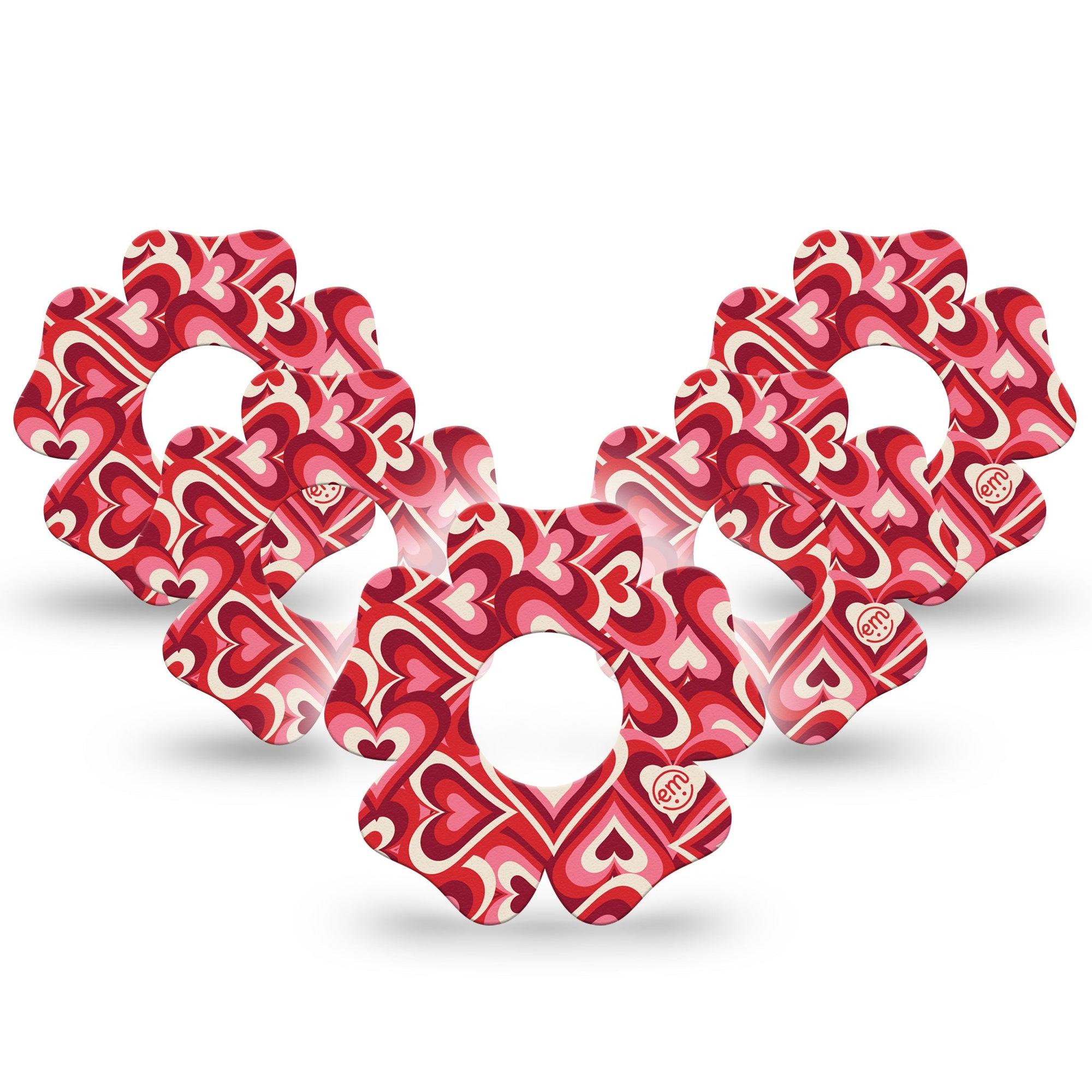 ExpressionMed Valentine Hearts Infusion Set Flower Shape Tape 10-Pack Tape Fun Heart Pattern, Plaster Continuous Glucose Monitor Design