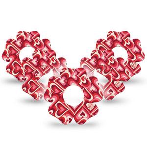ExpressionMed Valentine Hearts Infusion Set Flower Shape Tape 10-Pack Tape Fun Heart Pattern, Plaster Continuous Glucose Monitor Design