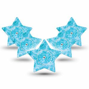 ExpressionMed Sunlit Water Freestyle Libre, Libre 2 Plus, and Abbott Lingo Star, 5-Pack Tape and 5-Pack Sticker Sunny pool day Waterproof Sensor Cover for Continuous Glucose Monitor