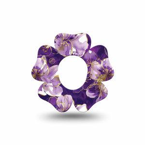 ExpressionMed Plum Gold Dexcom G7 and Dexcom Stelo Glucose Biosensor System Flower, Single Tape Royal florals Adhesive Tape for CGM