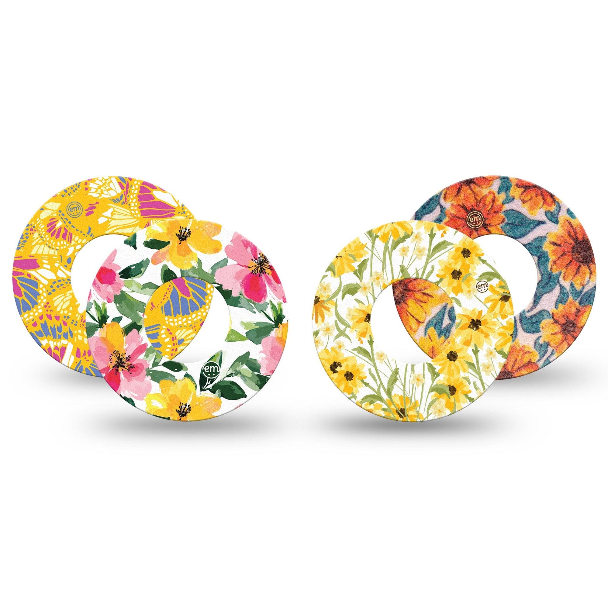 ExpressionMed Honey Glow Variety Pack Freestyle Libre and Libre 2 Plus Tape, Abbott Lingo, 4-Pack Tape Variety Soft Color Patterns, Fixing Ring Tape Continuous Glucose Monitor Design