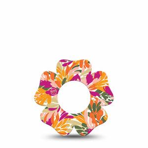 ExpressionMed Retro Brush Stroke Freestyle Libre 2 and Libre 2 Plus Flower Shape Tape, Abbott Lingo, Single Tape Spring Plant-Inspired Art, Plaster CGM Design