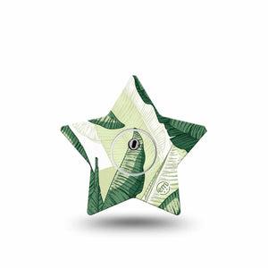 ExpressionMed Palm Leaf Freestyle Libre 3 and Libre 3 Plus Star, Single Tape and Single Sticker Tropical palm leaves Fixing Ring Tape for CGM