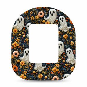 ExpressionMed Embroidered Ghost Tandem Mobi Tape, Single Tape Cute Spooky Embroidery, Adhesive Tape CGM Design