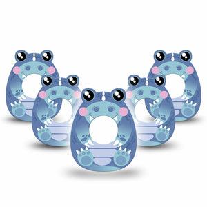 ExpressionMed Blue Dinosaur Freestyle Libre 2 Gumdrop Shape Tape, Abbott Lingo,  5-Pack Tape Dino Creature Shaped Inspired Patch CGM Design