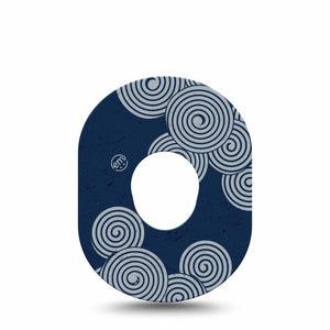 ExpressionMed Blue Swirls Dexcom G7 Tape, Dexcom Stelo Glucose Biosensor System, Single Tape Navy Blue White Swirls, Overlay Tape CGM Design