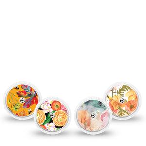ExpressionMed Sunset Petals Variety Pack Freestyle Libre and Libre 2 Plus Sticker, Abbott Lingo, 4-Pack Sticker Variety Sheer Inspired Petals, Vinyl Graphics Continuous Glucose Monitor Design